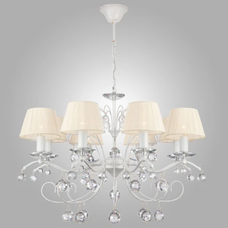 Подвесная люстра Eurosvet Эстель 10058/8 белый с золотом/прозрачный хрусталь Strotskis