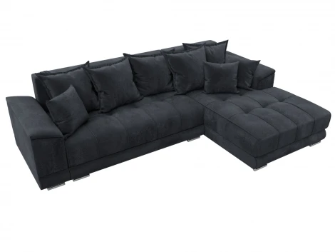 Диван угловой НордСтар правый угол (ДСП,Брус/Пластик/Велюр/Темно-серый) Лига Диванов 127943