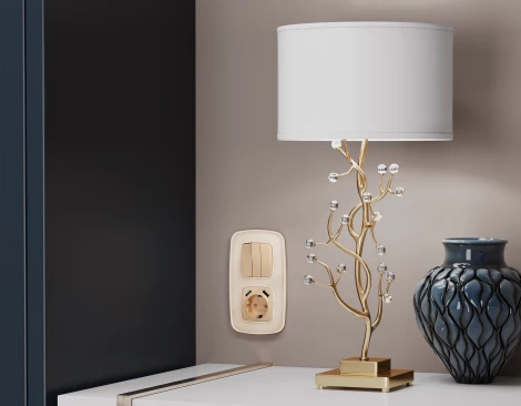 Лицевая панель Ambrella Volt OMEGA (Шампань) для 3-клавишных выключателей QUANT OP6050