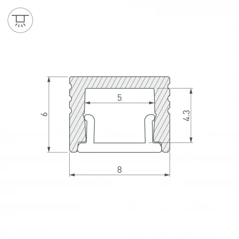 Профиль SL-MINI-8-H6-2000 ANOD (Arlight, Алюминий) 059124