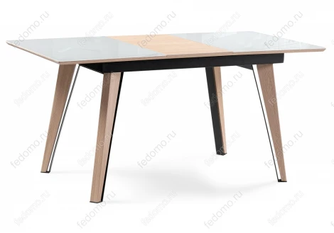 Стеклянный стол Джофри белый / венге светлый
