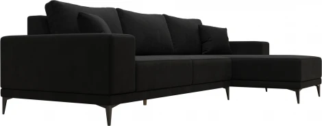 Диван угловой Льюес правый (Черный/Микровельвет) Лига Диванов арт.122407