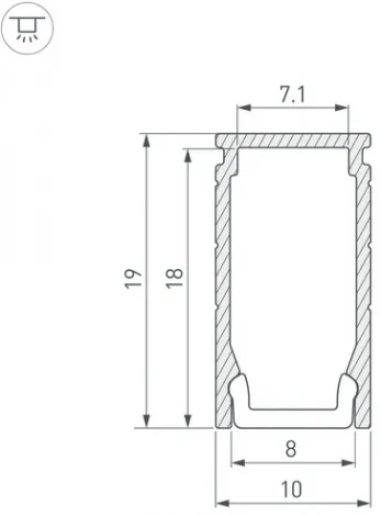 Профиль LINE-1019-2000 ANOD (Arlight, Алюминий) 053426