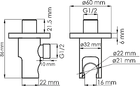Шланговое подключение Wasserkraft Isar A112 с держателем для душа