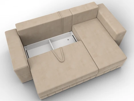 Диван угловой Лига-076 угол универсальный (ДСП/Пластик/Велюр/Бежевый) Лига Диванов 129840