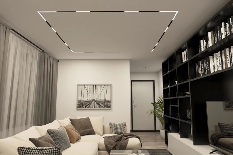 Трековый угловой светильник светодиодный с голосовым управлением однофазный 220V Denkirs Smart Linear DK8014-BK (Умный дом, Алиса)