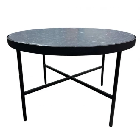 Стол журнальный МеталлАрт М011 БОЛЬШОЙ черный мрамор/черный Mebelik 009513
