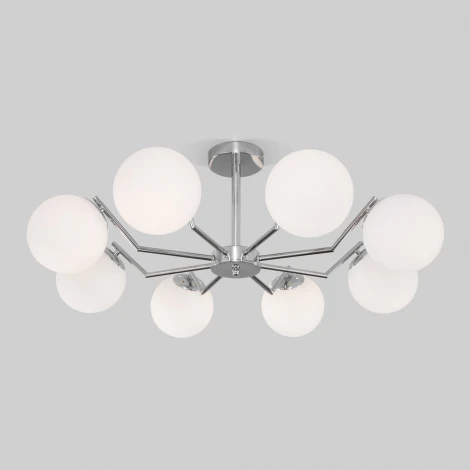 Умная потолочная люстра на штанге Eurosvet Frost 70154/8 хром (220V, шарики)