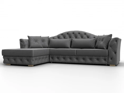 Диван угловой Артис левый угол (Брус,Рейка,Замша/Серый) Лига Диванов 128041L