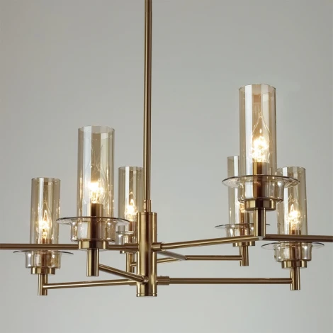 Потолочная люстра на штанге Lumion Madonna 6554/9C бронза/коньячный/металл/стекло E14 9*40W 220V