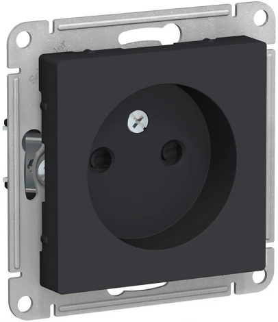 Розетка встраиваемая без заземления со шторками (карбон) Systeme Electric AtlasDesign ATN001049