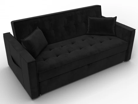 Диван прямой Лига-104 (160) (ЛДСП,Брус,Фанера,Велюр/Черный) Лига Диванов 134889
