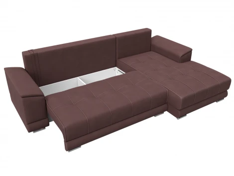 Диван угловой НордСтар правый угол (ДСП,Брус/Пластик/Замша/Бордовый) Лига Диванов 128210