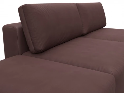 Диван прямой модульный с пуфом Лига-060 НПБ (ЛДСП,Брус,Фанера/Пластик/Замша/Бордовый) Лига Диванов 129665