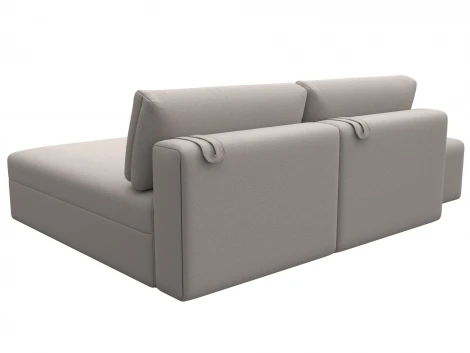 Диван угловой модульный с пуфом Лига-060 НПБ угол универсальный (ЛДСП,Брус,Фанера/Пластик/Замша/Бежевый) Лига Диванов 129692