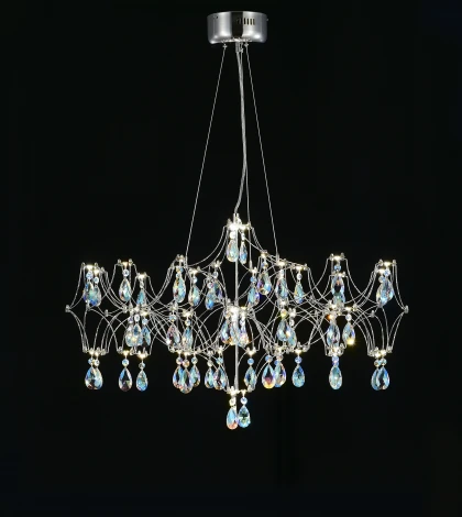 Подвесная люстра светодиодная с пультом и хрустальными подвесками K9 MyFar Ileria MR2651-57P-50СD