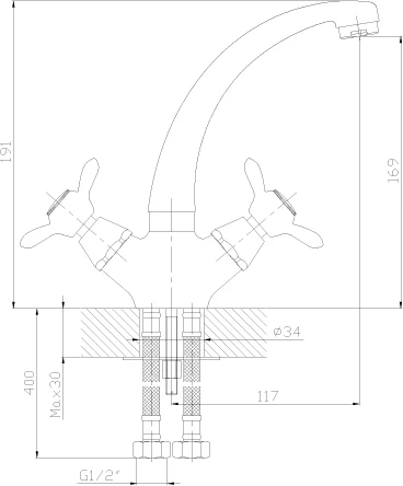 Смеситель Rossinka Q02-64 для кухонной мойки
