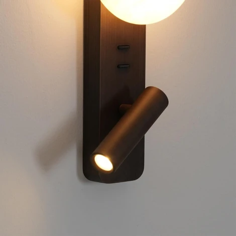 Настенный светильник с выключателем Odeon Light Albergo 7163/9WL металл/бронза/алебастр IP20 LED 9W 787Лм 2700K 180° 220V