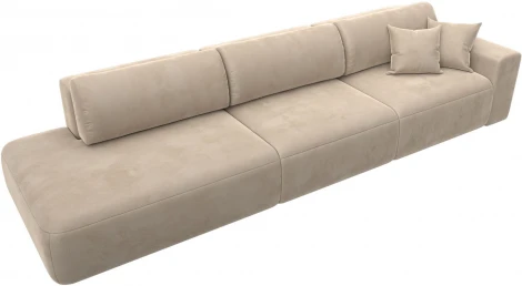 Диван прямой Лига-036 НПБ Модерн Лонг подлокотник справа (Бежевый/Велюр) Лига Диванов арт.121356