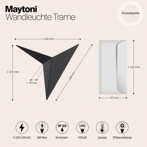 Настенный светильник (бра) Trame 3000К 3Вт IP 20 LED Maytoni Technical C808WL-L3B (220V)