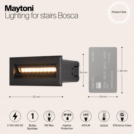 Подсветка для лестниц и ступеней встраиваемая Maytoni Bosca O045SL-L5B3K (LED, 220V, IP65)