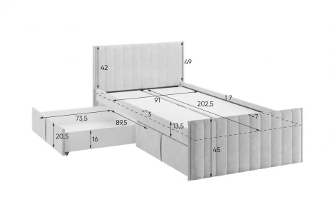 Кровать с ящиками Твикс 90х200 см Mebelson (ДСП,Велюр/Розовый) арт.171565,2172