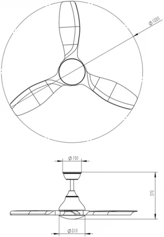 Люстра на штанге-вентилятор Sonex Storm 7702/24L черный/серое дерево LED 24Вт 3000-6000K D1320 пульт ДУ VIVA (220V, вертолет)