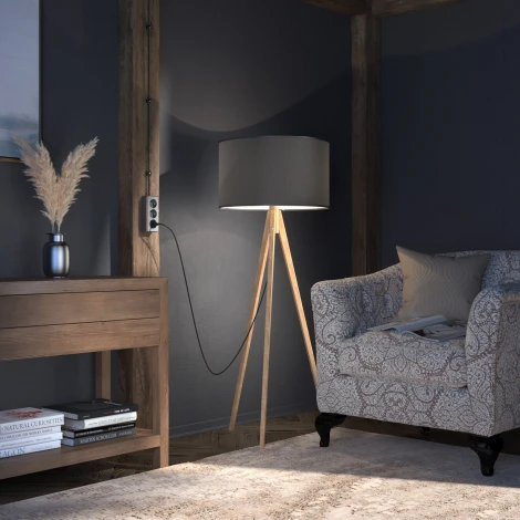 Розетка тройная с заземлением и шторками (графит рифленый) Werkel W5073104 (a052595)