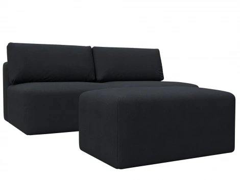 Диван прямой модульный с пуфом Лига-060 НПБ (ЛДСП,Брус,Фанера/Пластик/Замша/Темно-серый) Лига Диванов 129664