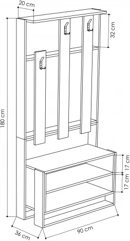 Обувница LEVE с вешалкой для одежды CHESTER HALL STAND