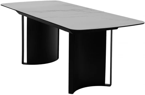 Стол RASMUS 160 TL-45 Белый мрамор, испанская керамика / черный каркас М-City