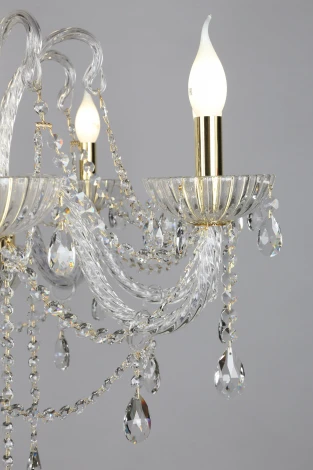 Подвесная люстра Omnilux Bonaita OML-70103-08 (220V, хрусталь, подвески, на цепи, подсвечник, свеча)