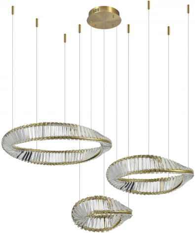 Подвесной светильник ярусный ST Luce Ritorto SL6204.311.03 Латунь/Прозрачный LED 1*97W 4000K (220V, на тросе, круглые)