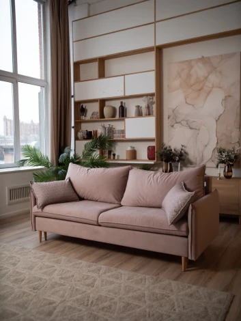 СКАНДИ Диван тканевый прямой розовый D1 furniture арт.AAA41309013