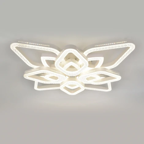 Потолочная люстра светодиодная с таймером Escada Sedna 10280/8LED 150Вт, с ПДУ, металл/акрил, белый (220V)