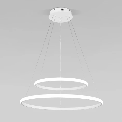 Умный подвесной светильник ярусный Eurosvet Collars 90264/2 белый (регулировка яркости, LED, 220V, пульт управления, на тросе)