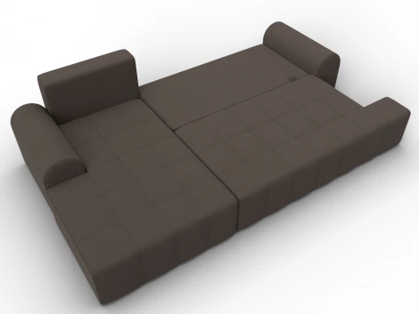 Диван угловой Лига-080 угол левый (ДСП/Пластик/Рогожка/Коричневый) Лига Диванов 134741L