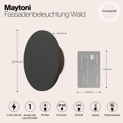 Настенный светильник уличный Maytoni Wald O420WL-L7GF (LED, 220V, круглые, IP65)