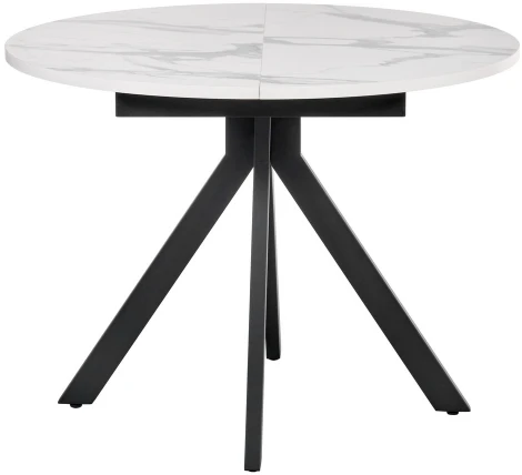 Стол Rudolf круглый раскладной 100-130x100x75см, белый мрамор, чёрный Bradex Home RF 0417