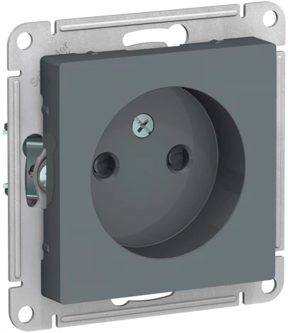 Розетка встраиваемая без заземления со шторками (грифель) Systeme Electric AtlasDesign ATN000749