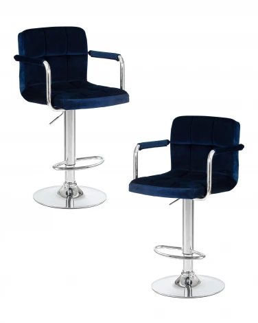 Набор 2 шт стул барный DOBRIN KRUGER ARM (синий велюр (MJ9-117))