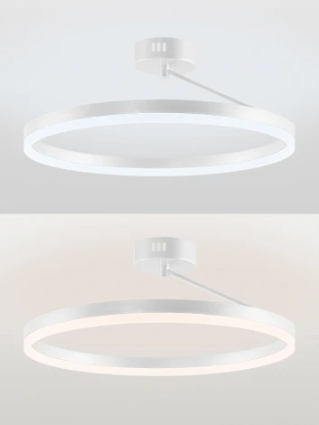 Потолочная люстра на штанге светодиодная с пультом ДУ 56W, белый, LED Natali Kovaltseva Finam LED LAMPS 81121/1C (регулировка яркости, 220V, кольцо)