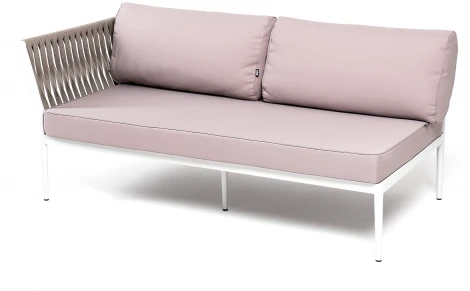 "Касабланка" правый модуль плетеный из роупа, каркас алюминий светло-серый (RAL7035) муар, роуп серо-коричневый 23мм, ткань бежевая 15052 4SIS арт.УТ-00010335