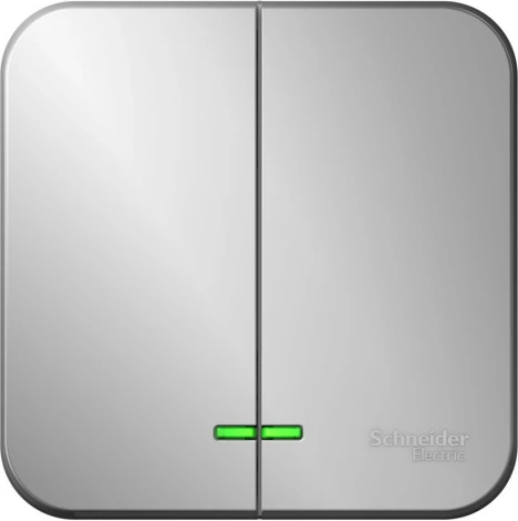 Выключатель накладной двухклавишный с подсветкой (алюминий) Systeme Electric Blanca BLNVA105103