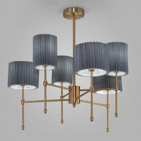 Потолочная люстра Wi-Fi на штанге Eurosvet Notturno 60162/6 латунь (220V, управление смартфоном, голосовое управление, умный дом - Minimir Home, Алиса, Маруся, Салют)