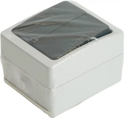 Выключатель двухклавишный (серый,графит) Stekker Велена 32753