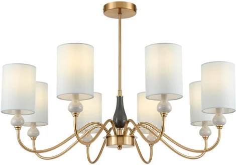 Потолочная люстра на штанге Lumion Anri 6590/8 латунь/мятный зеленый, металл, керамика/текстиль E14 8*40W 220V