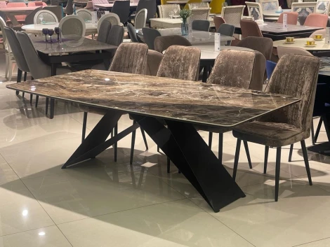 Стол DikLine SKY220 Керамика Amadeus,подстолье черное,опоры черные (2 уп.)