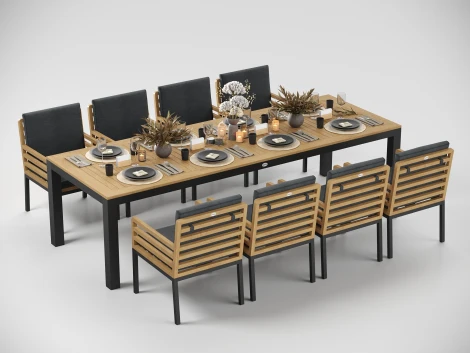 Стул уличный Gardenini Premium PatioCalma (Алюминий,Ткань,Тик/Темно-серый) арт.CPPCLM.010800.C6