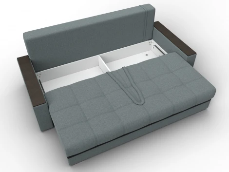 Диван прямой с декором Лига-096 НПБ (ДВП,ДСП,ЛДСП,Брус,Фанера/Пластик/Рогожка,Экокожа/Серый,Черный) Лига Диванов 132569